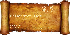 Hofmeister Imre névjegykártya