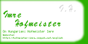 imre hofmeister business card